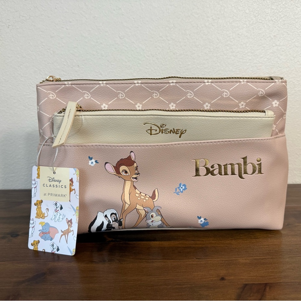 Primark Disney Bambi Travel Pink and Gold Cosmetic Bag Set